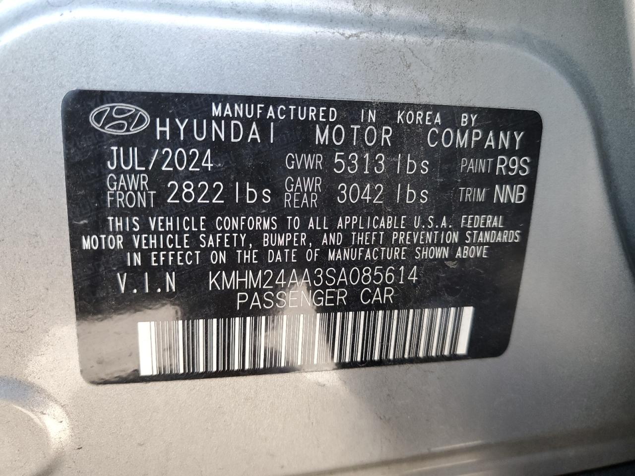 2025 Hyundai Ioniq 6 Se VIN: KMHM24AA3SA085614 Lot: 86850955