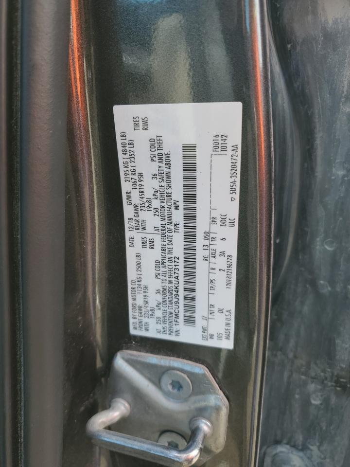 2019 Ford Escape Titanium VIN: 1FMCU9J94KUA73172 Lot: 85592395