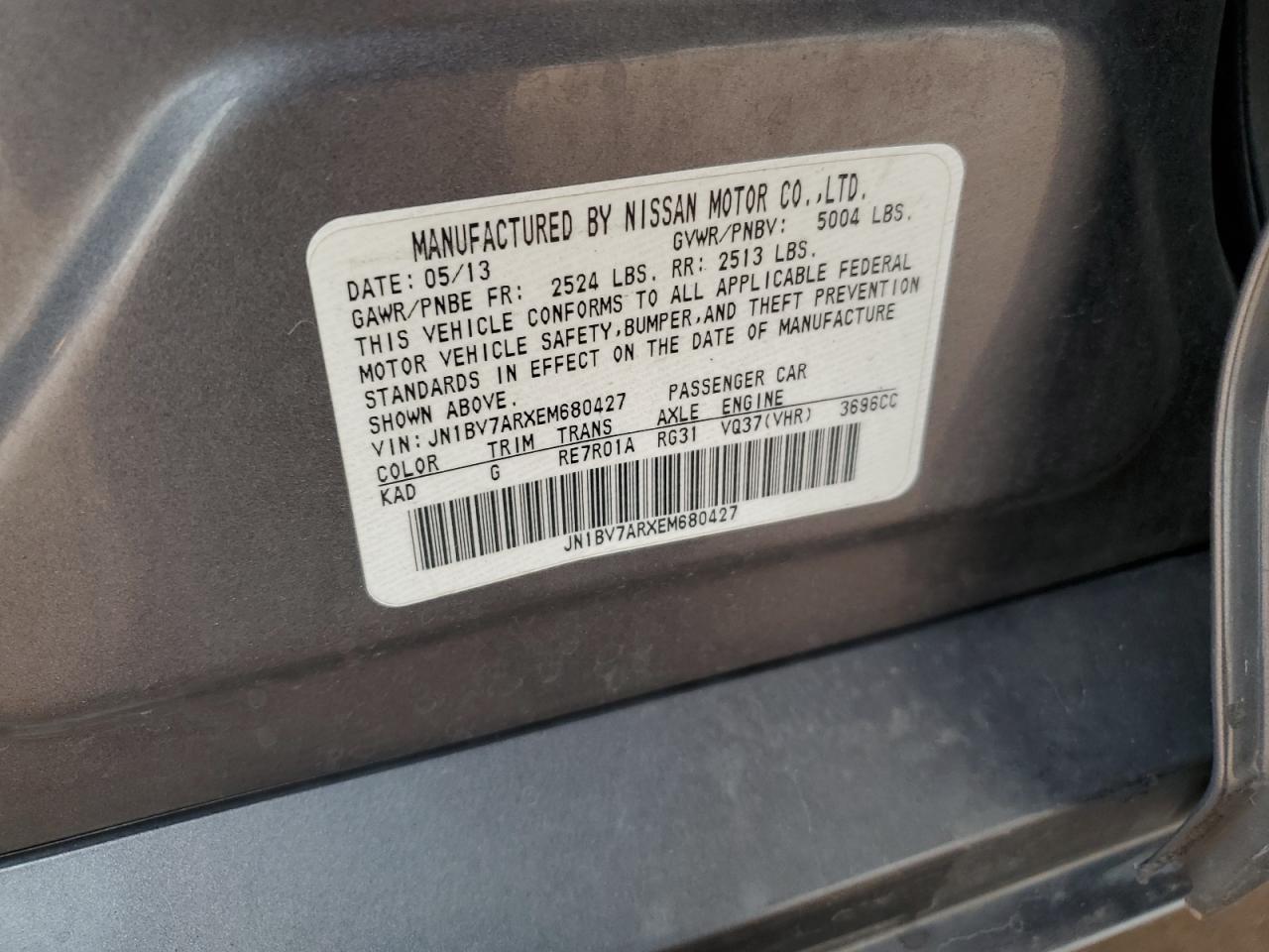 2014 Infiniti Q50 Base VIN: JN1BV7ARXEM680427 Lot: 87478095