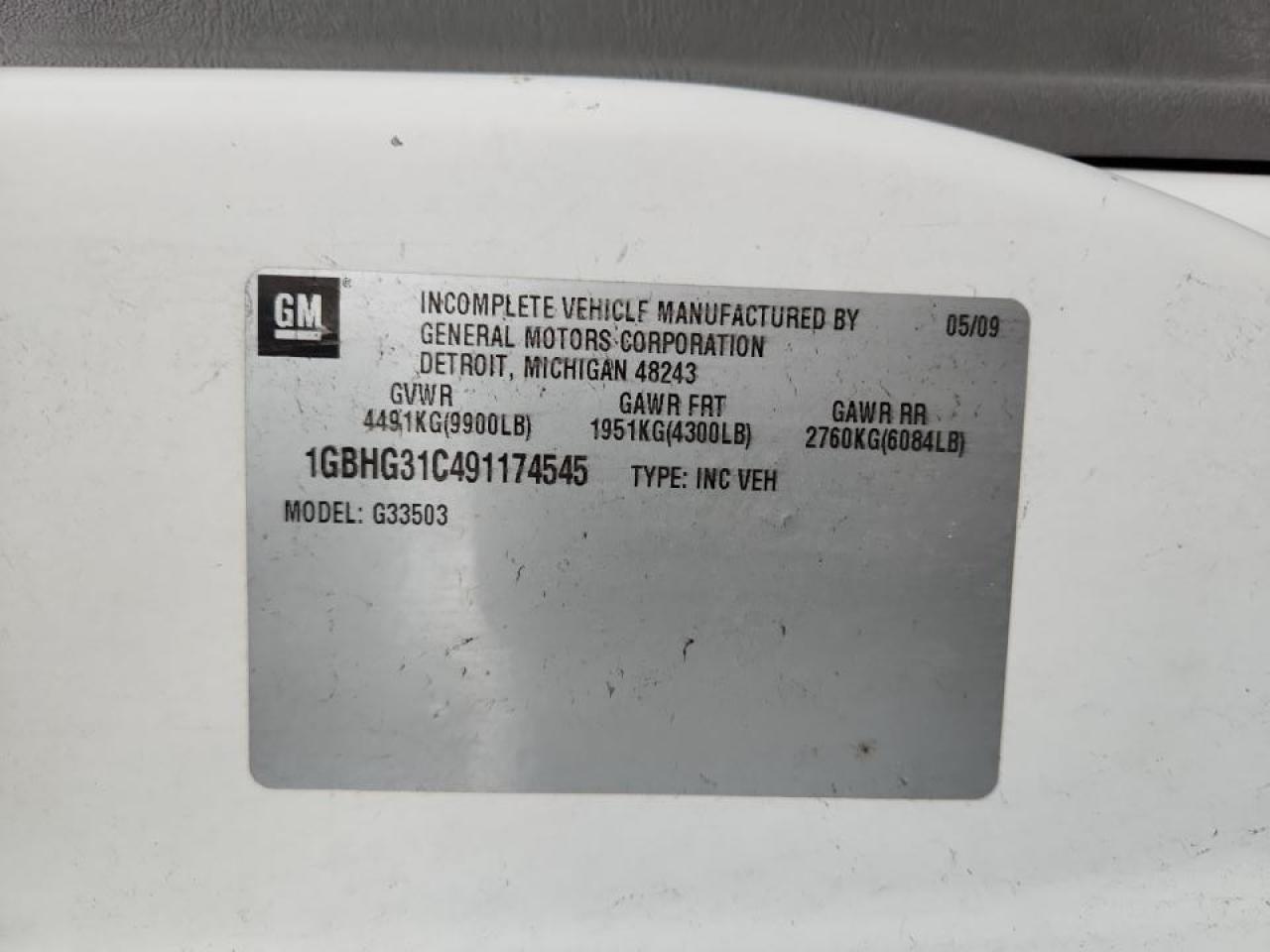 2009 Chevrolet Express Box Truck VIN: 1GBHG31C491174545 Lot: 89712245