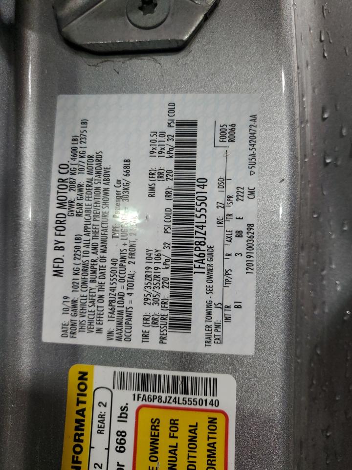 2020 Ford Mustang Shelby Gt350 VIN: 1FA6P8JZ4L5550140 Lot: 86114785