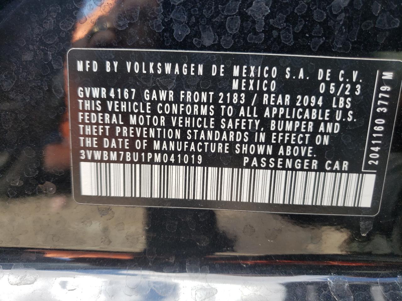 2023 Volkswagen Jetta Sport VIN: 3VWBM7BU1PM041019 Lot: 86325455