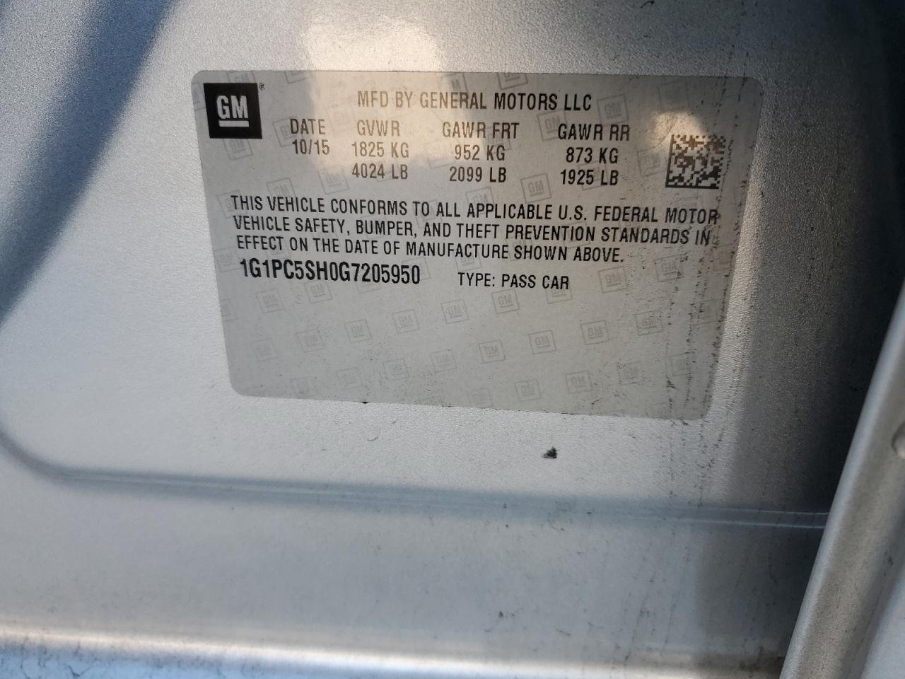 2016 Chevrolet Cruze Limited Ls VIN: 1G1PC5SH0G7205950 Lot: 89673015