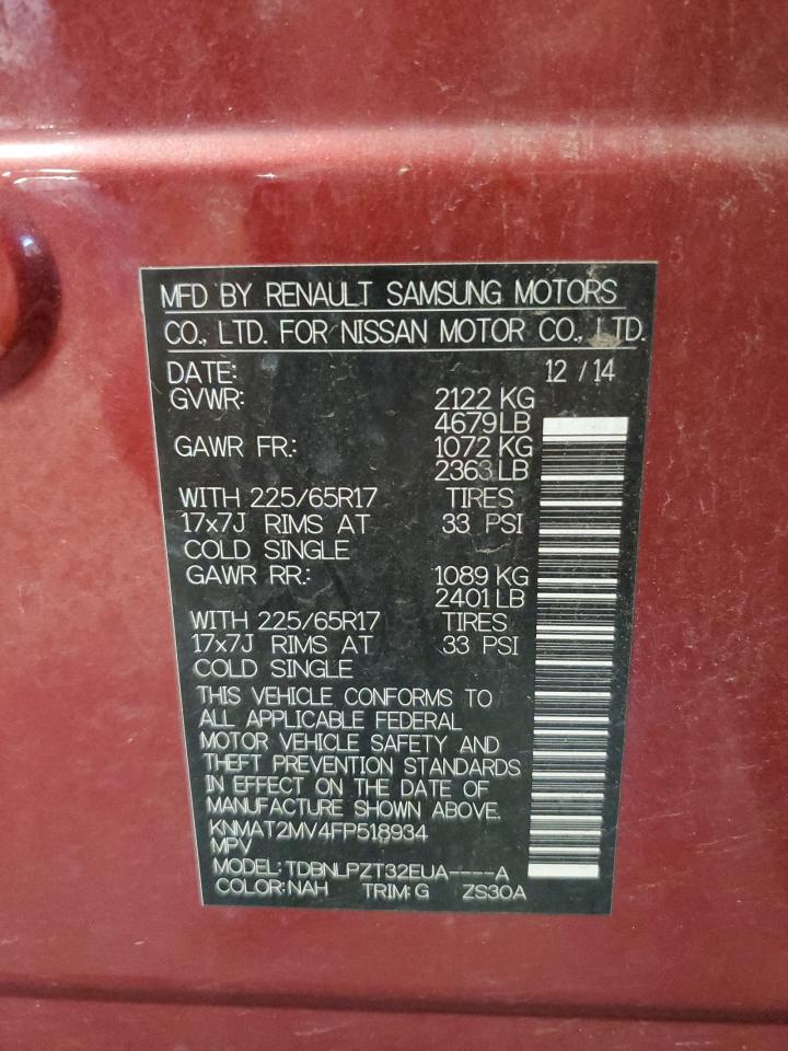 2015 Nissan Rogue S VIN: KNMAT2MV4FP518934 Lot: 82427775