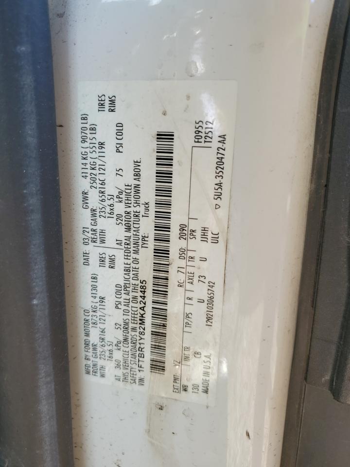 2021 Ford Transit Delivery Van VIN: 1FTBR1Y82MKA24485 Lot: 86997375