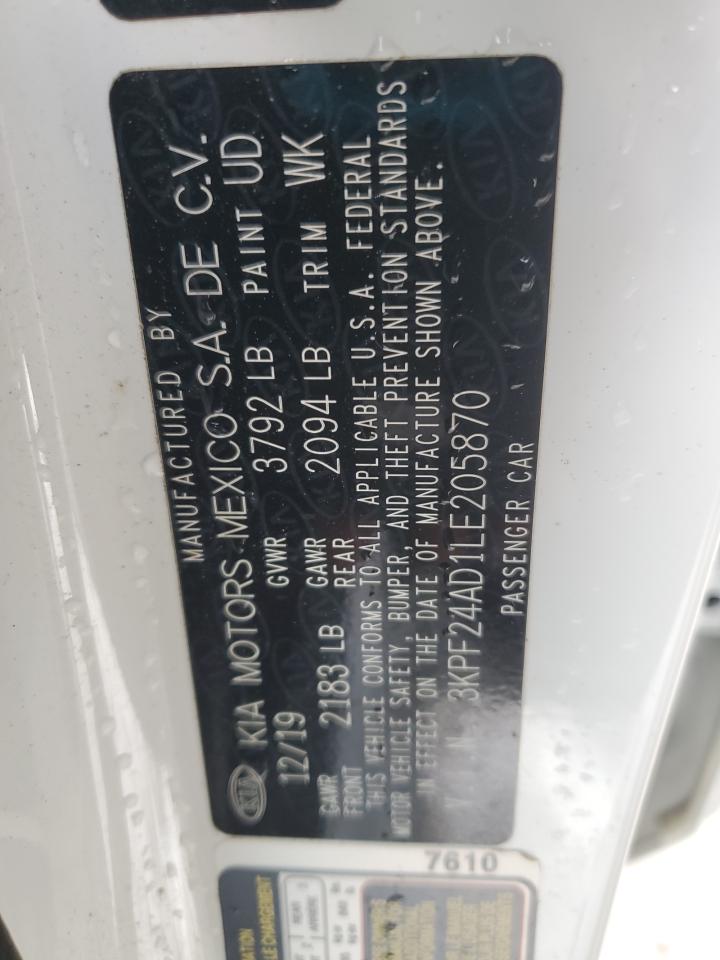 2020 Kia Forte Fe VIN: 3KPF24AD1LE205870 Lot: 85533935