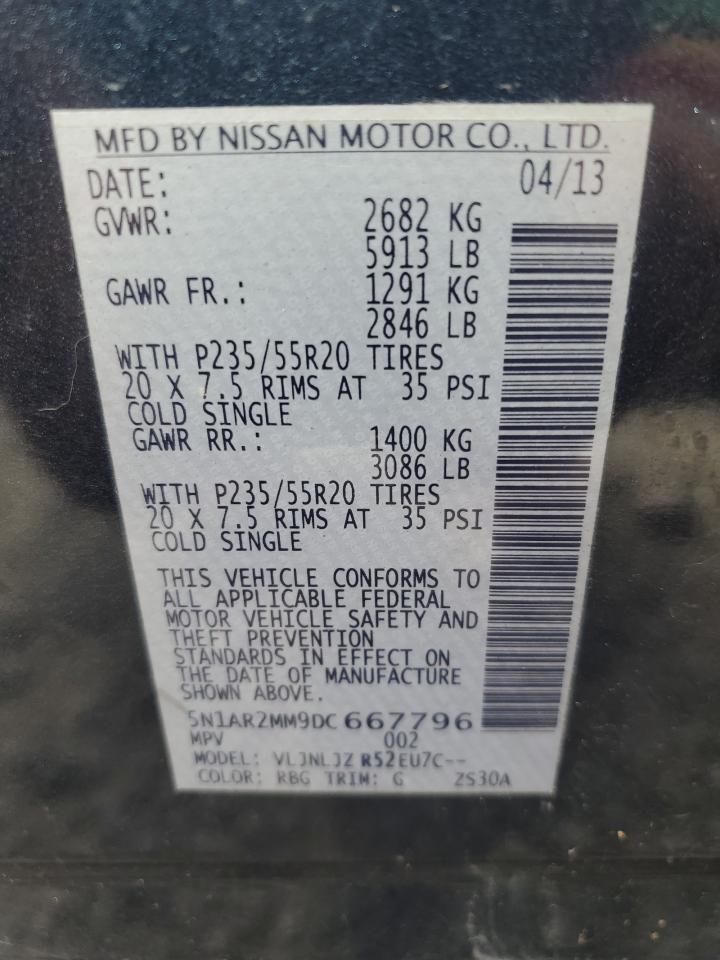 2013 Nissan Pathfinder S VIN: 5N1AR2MM9DC667796 Lot: 85141125