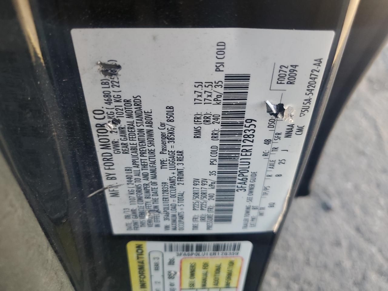 2014 Ford Fusion Se Hybrid VIN: 3FA6P0LU1ER128359 Lot: 82654805