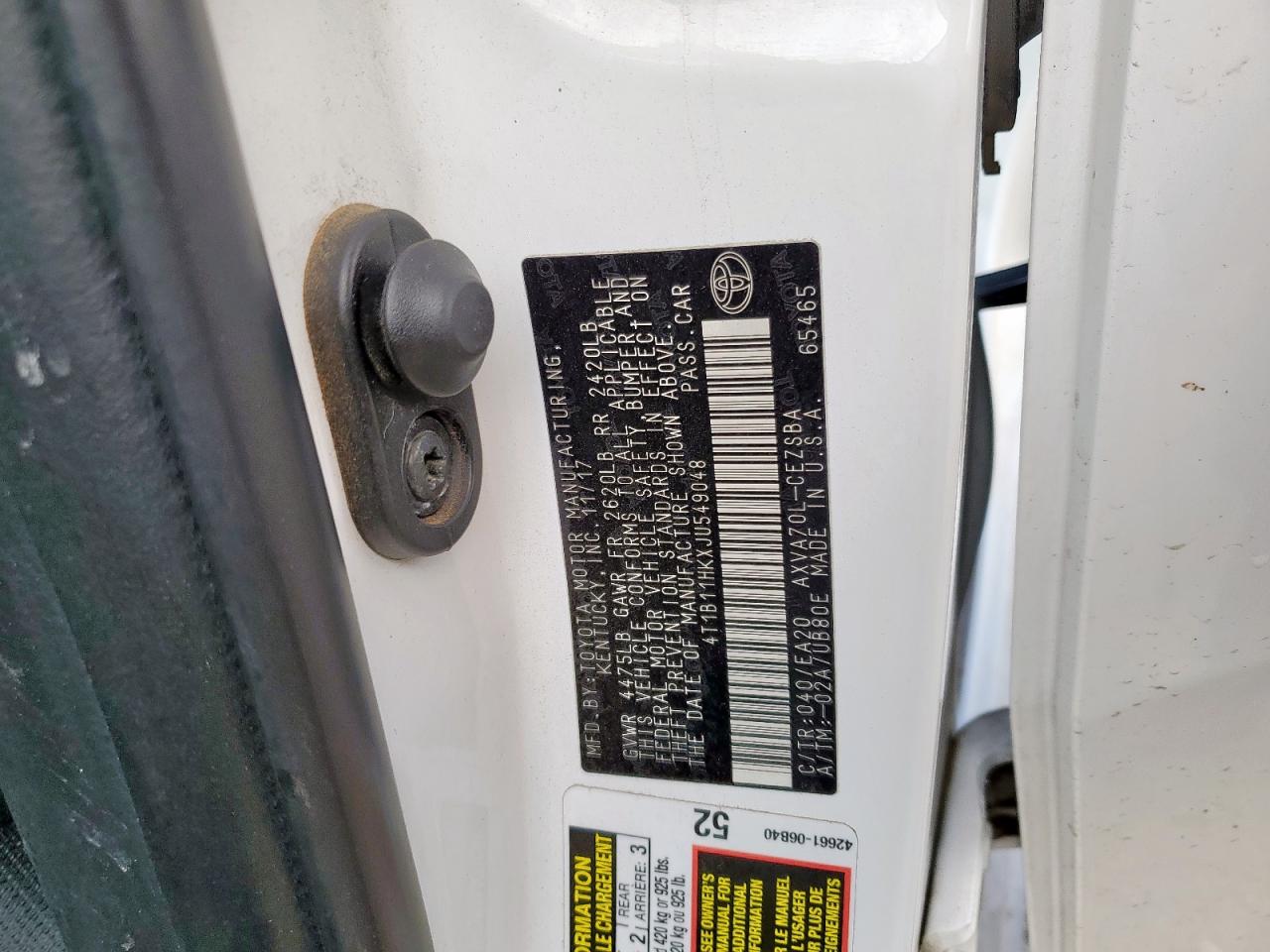 2018 Toyota Camry L VIN: 4T1B11HKXJU549048 Lot: 85314115