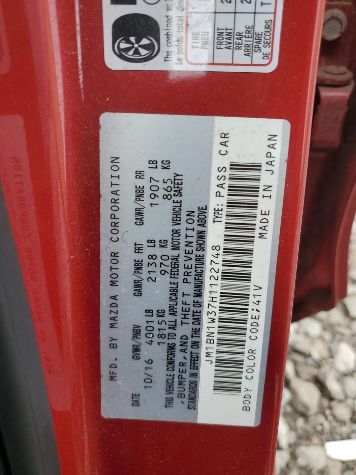 2017 Mazda 3 Grand Touring VIN: JM1BN1W37H1122748 Lot: 89724435