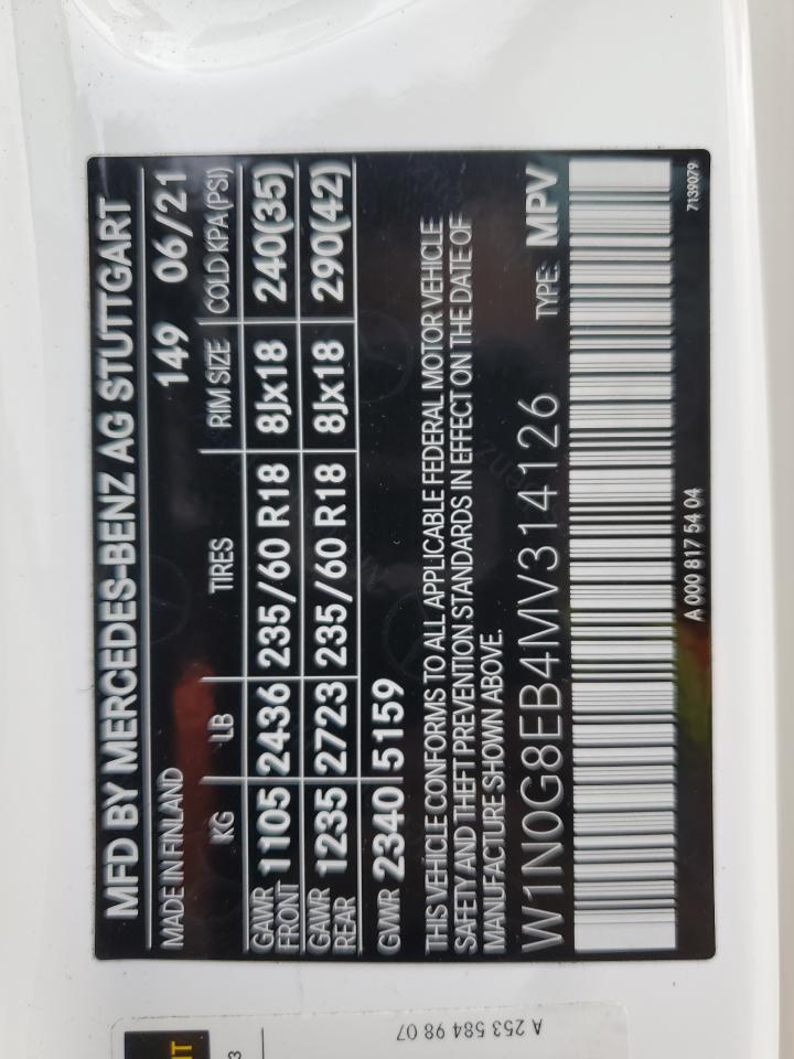 2021 Mercedes-Benz Glc 300 4Matic VIN: W1N0G8EB4MV314126 Lot: 82700845