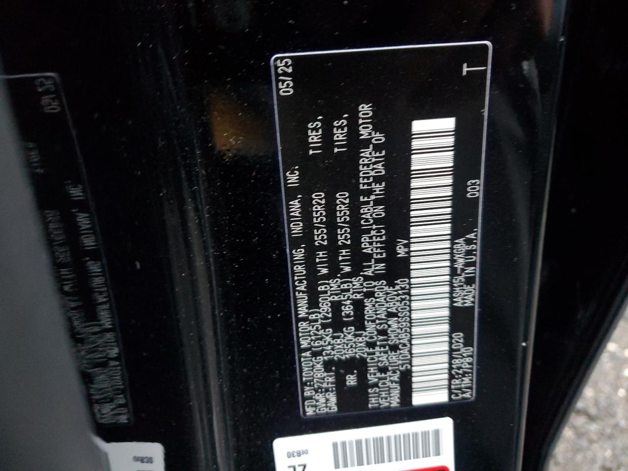 2025 Toyota Grand Highlander Le VIN: 5TDACAB59SS053130 Lot: 86651185