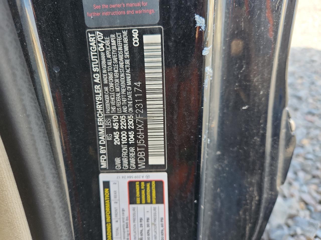 2007 Mercedes-Benz Clk 350 VIN: WDBTJ56HX7F231174 Lot: 82301195