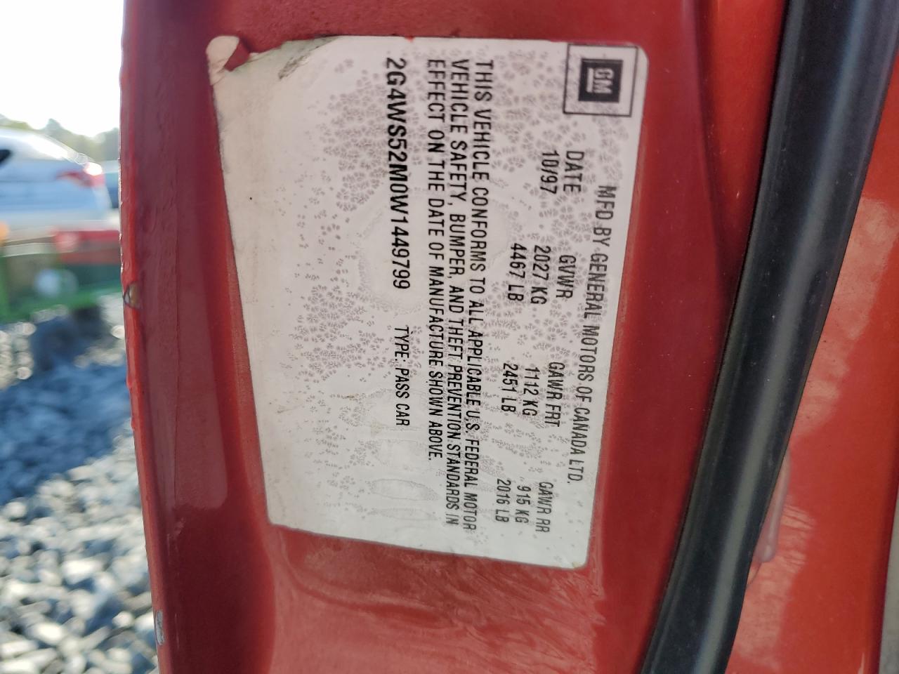 1998 Buick Century Custom VIN: 2G4WS52M0W1449799 Lot: 82196595