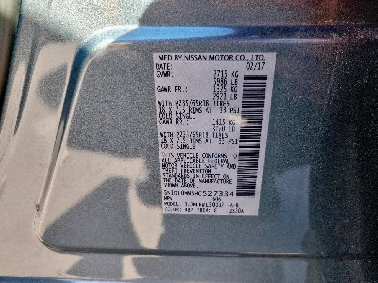 2017 Infiniti Qx60 VIN: 5N1DL0MM5HC527334 Lot: 82304505