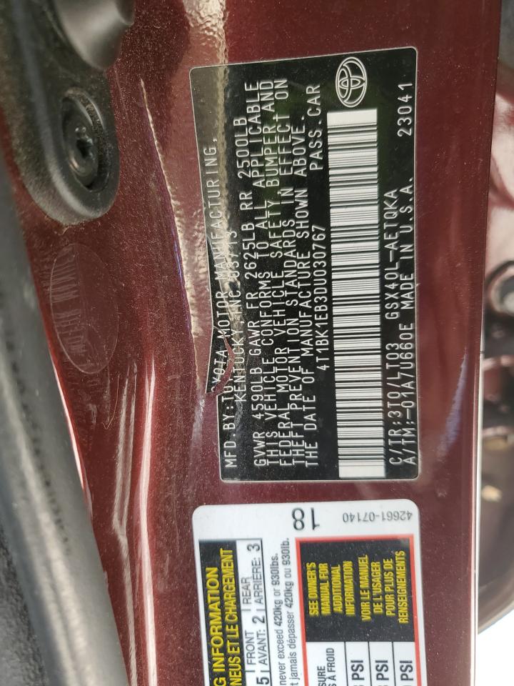 2013 Toyota Avalon Base VIN: 4T1BK1EB3DU030767 Lot: 86449105