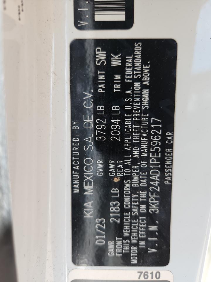 2023 Kia Forte Lx VIN: 3KPF24AD1PE596217 Lot: 85147805