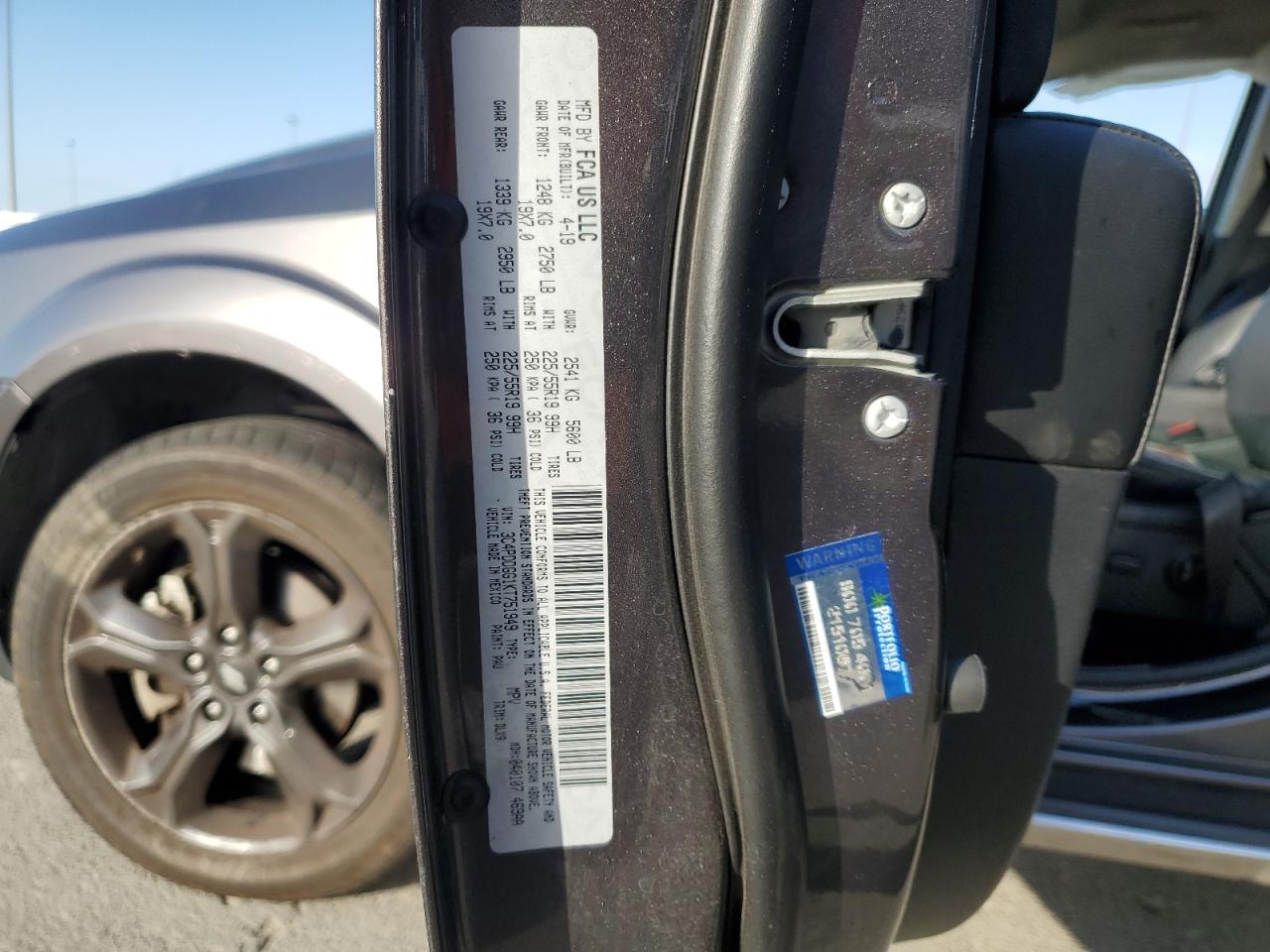 2019 Dodge Journey Crossroad VIN: 3C4PDDGG1KT751949 Lot: 85010345