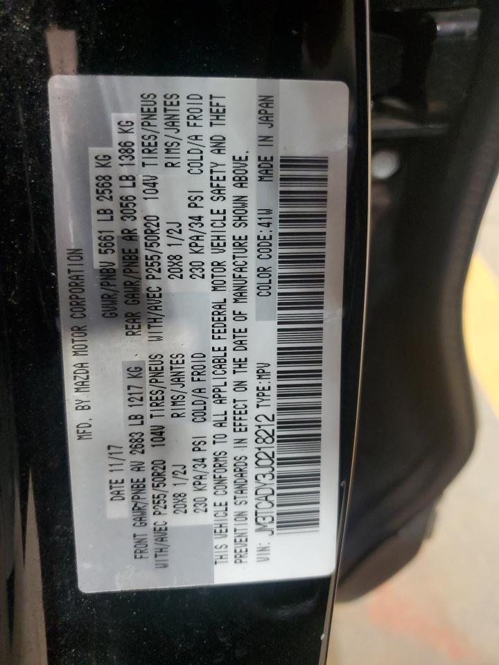 2018 Mazda Cx-9 Grand Touring VIN: JM3TCADY3J0218212 Lot: 86881245