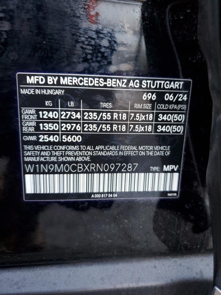 2024 Mercedes-Benz Eqb 250+ VIN: W1N9M0CBXRN097287 Lot: 82212115