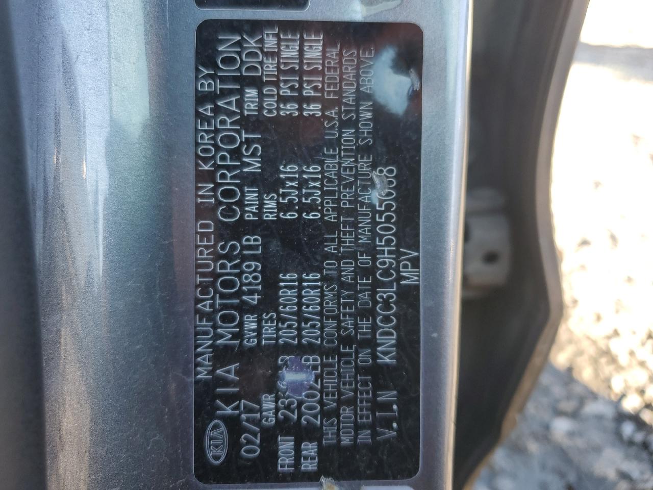 2017 Kia Niro Ex VIN: KNDCC3LC9H5055038 Lot: 85932685