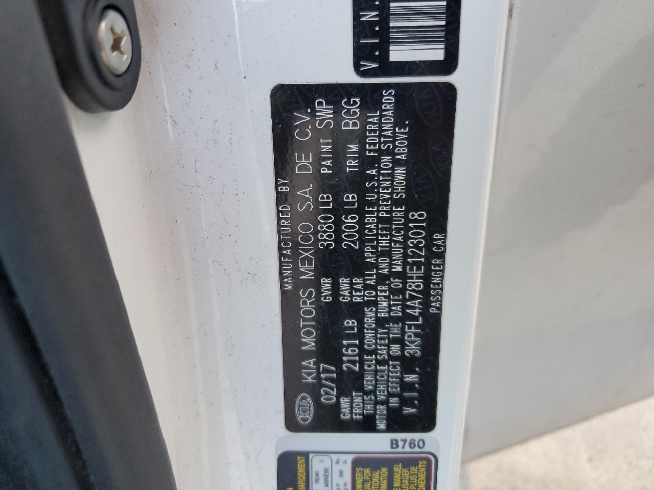 2017 Kia Forte Lx VIN: 3KPFL4A78HE123018 Lot: 90358105