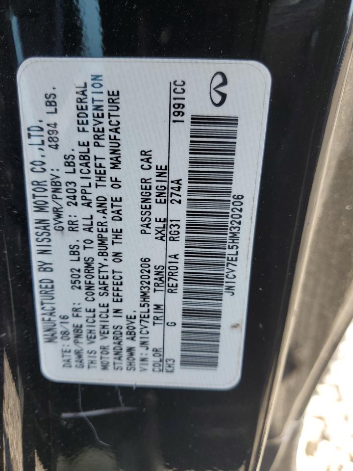 2017 Infiniti Q60 Base VIN: JN1CV7EL5HM320206 Lot: 82007775