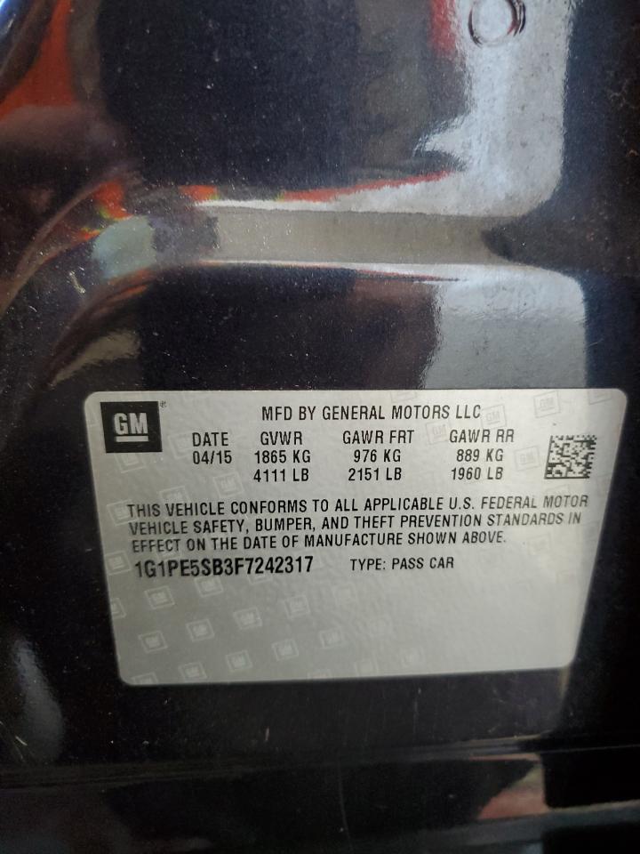 2015 Chevrolet Cruze Lt VIN: 1G1PE5SB3F7242317 Lot: 84747505