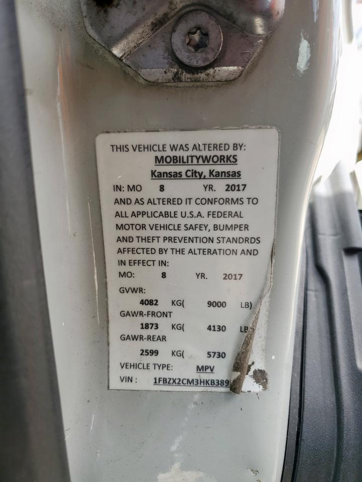 2017 Ford Transit T-350 VIN: 1FBZX2CM3HKB38956 Lot: 84270845