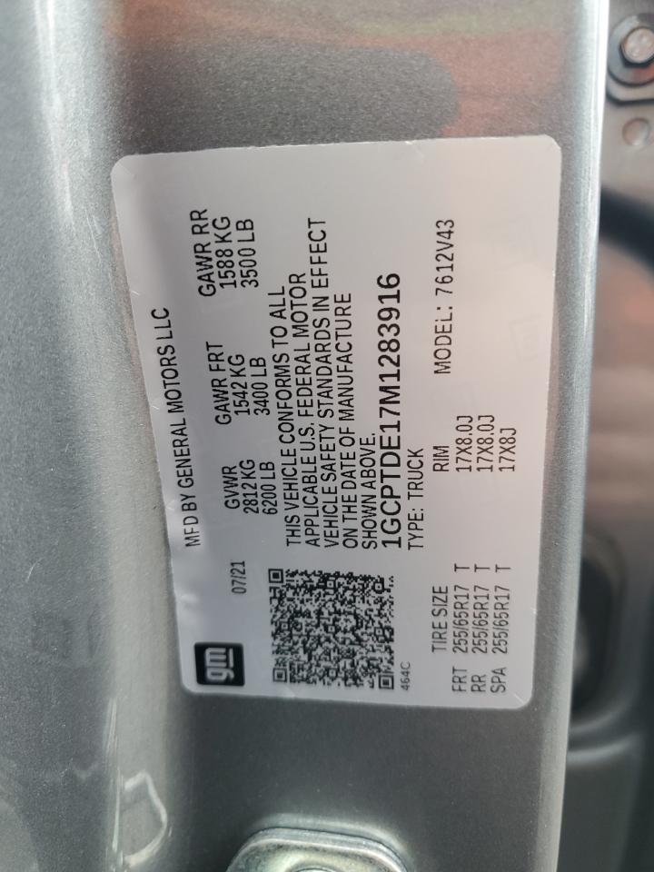 2021 Chevrolet Colorado Z71 VIN: 1GCPTDE17M1283916 Lot: 87440425