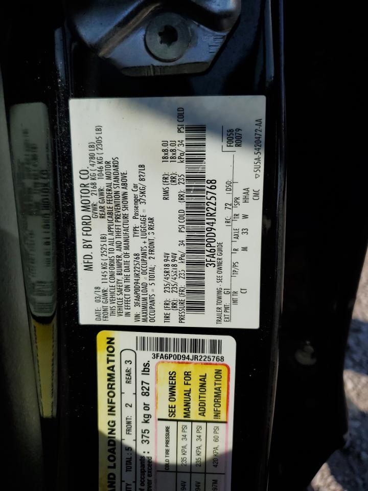 2018 Ford Fusion Titanium/Platinum VIN: 3FA6P0D94JR225768 Lot: 82554375