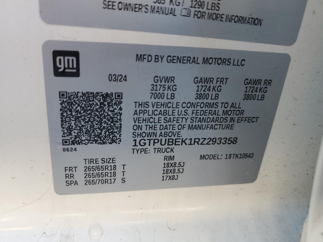 2024 GMC Sierra K1500 Sle VIN: 1GTPUBEK1RZ293358 Lot: 89739895