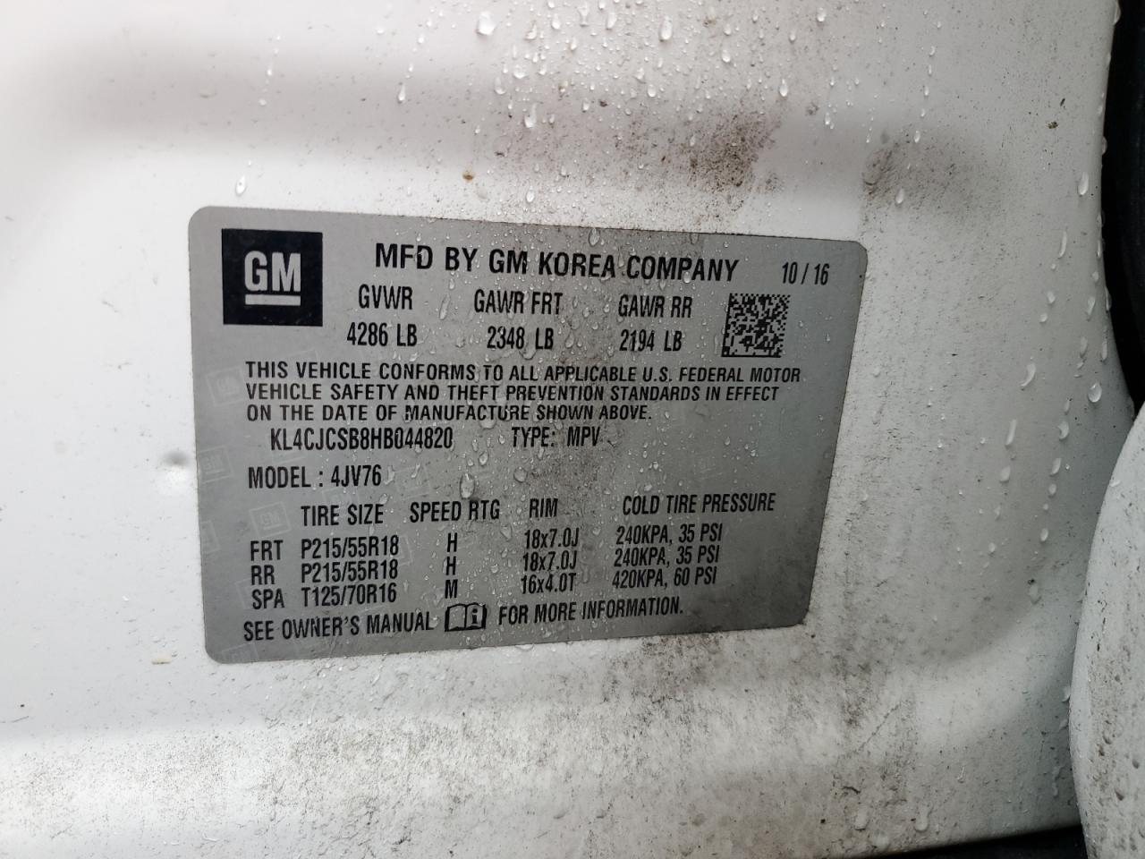 2017 Buick Encore Essence VIN: KL4CJCSB8HB044820 Lot: 89647655