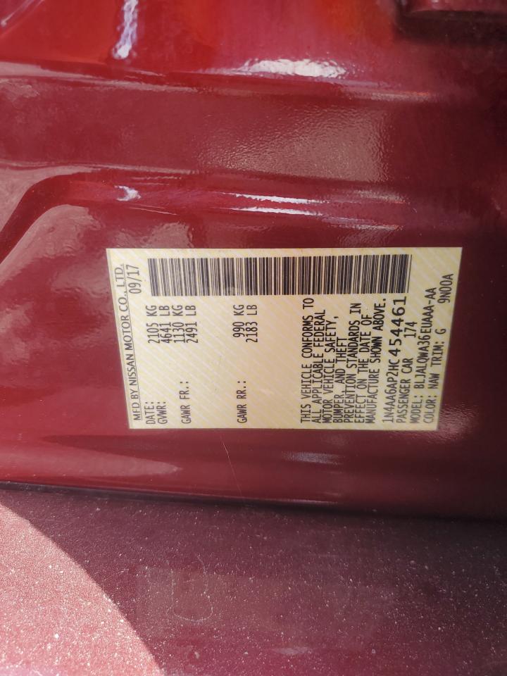 2017 Nissan Maxima 3.5S VIN: 1N4AA6AP2HC454461 Lot: 90340535