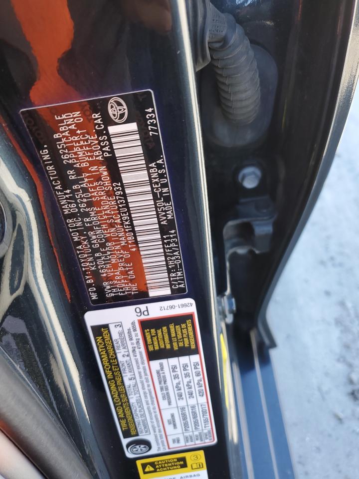 2014 Toyota Camry Hybrid VIN: 4T1BD1FK9EU137932 Lot: 85549335