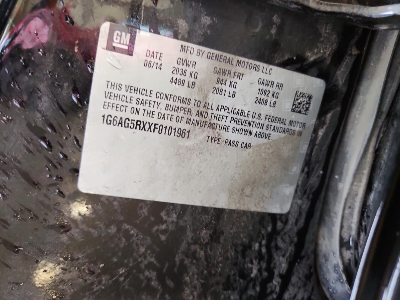 2015 Cadillac Ats VIN: 1G6AG5RXXF0101961 Lot: 86702565