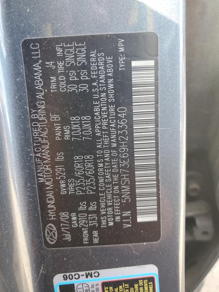 2009 Hyundai Santa Fe Se VIN: 5NMSH73E69H233640 Lot: 86427085