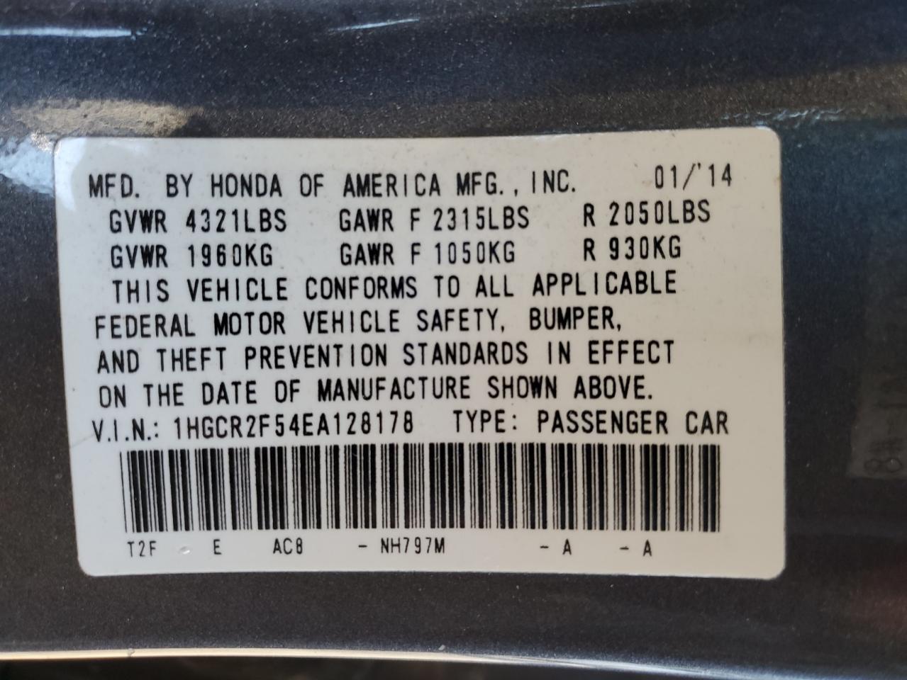 2014 Honda Accord Sport VIN: 1HGCR2F54EA128178 Lot: 86285585