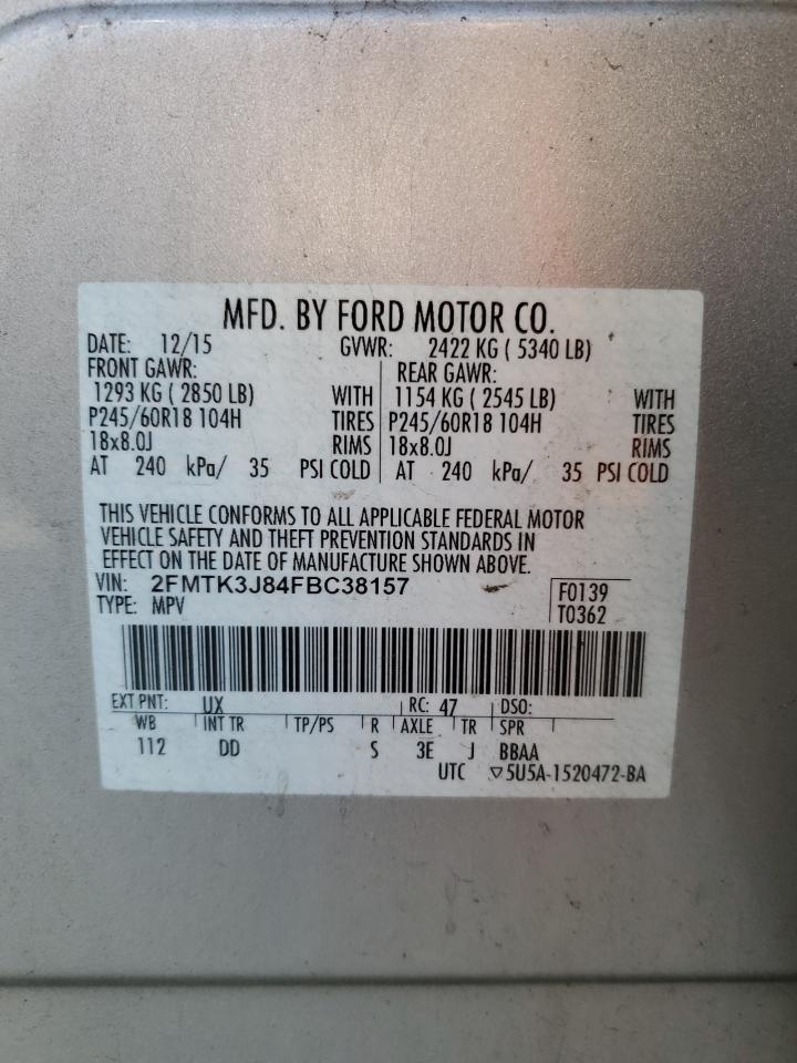 2015 Ford Edge Sel VIN: 2FMTK3J84FBC38157 Lot: 86106145