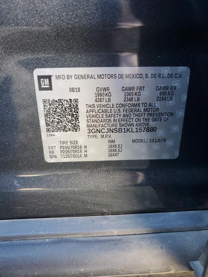 2019 Chevrolet Trax Ls VIN: 3GNCJNSB1KL157880 Lot: 85135405