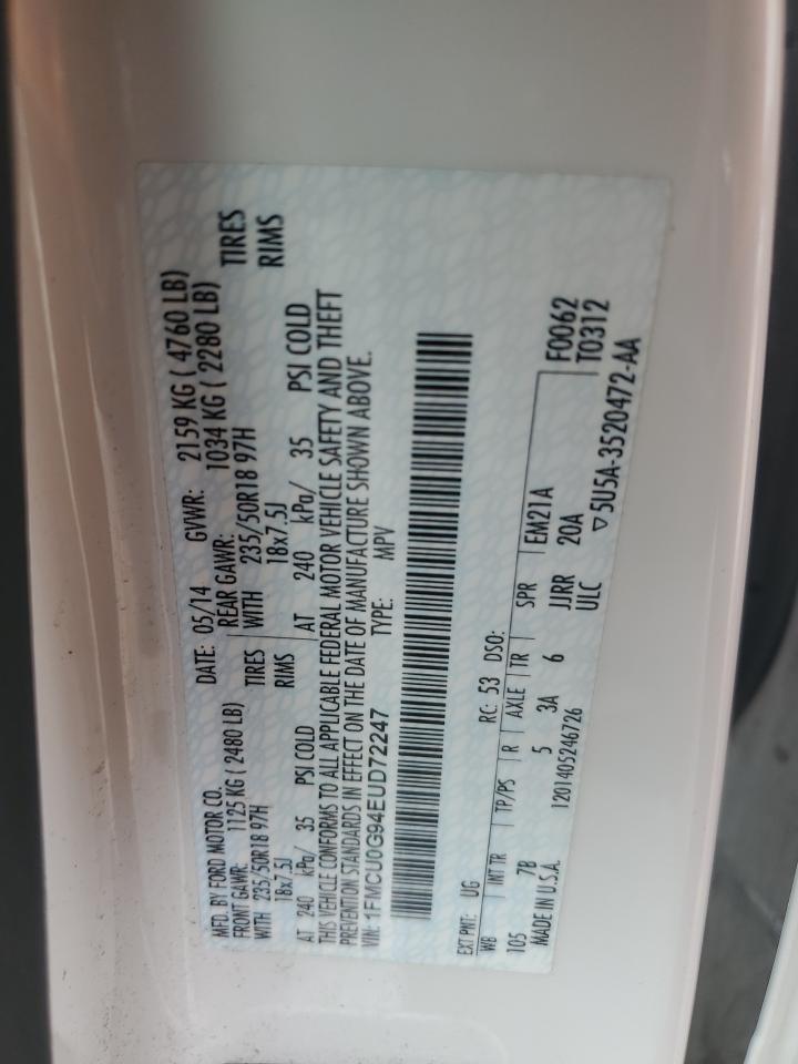 2014 Ford Escape Se VIN: 1FMCU0G94EUD72247 Lot: 89899885