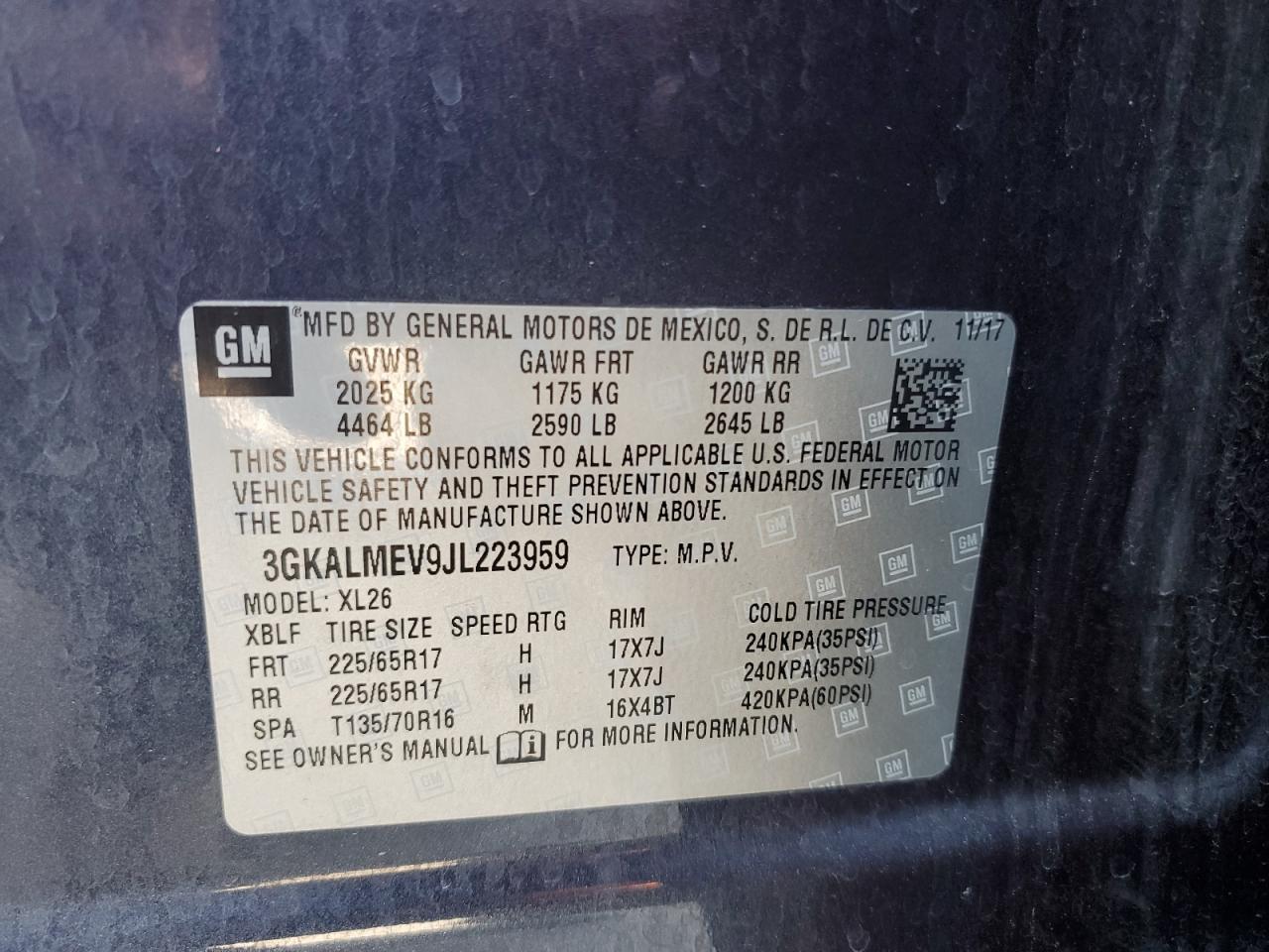 2018 GMC Terrain Sle VIN: 3GKALMEV9JL223959 Lot: 90862845