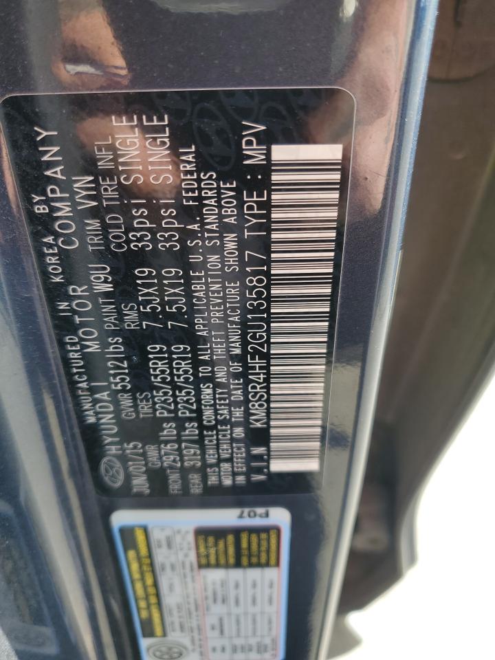 2016 Hyundai Santa Fe Se Ultimate VIN: KM8SR4HF2GU135817 Lot: 85352325