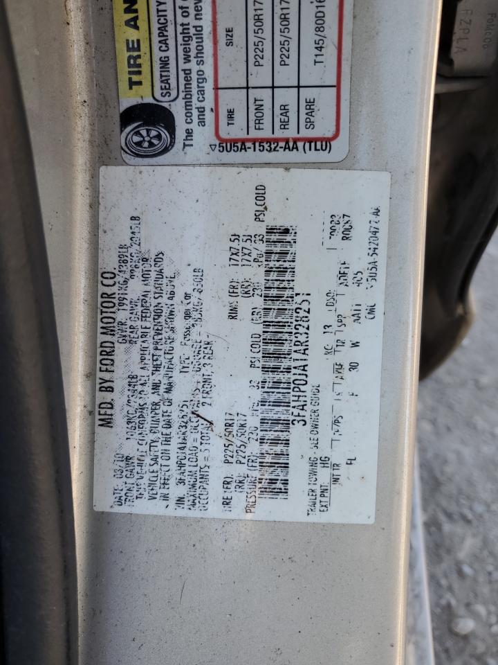 2010 Ford Fusion Sel VIN: 3FAHP0JA1AR328251 Lot: 89537865