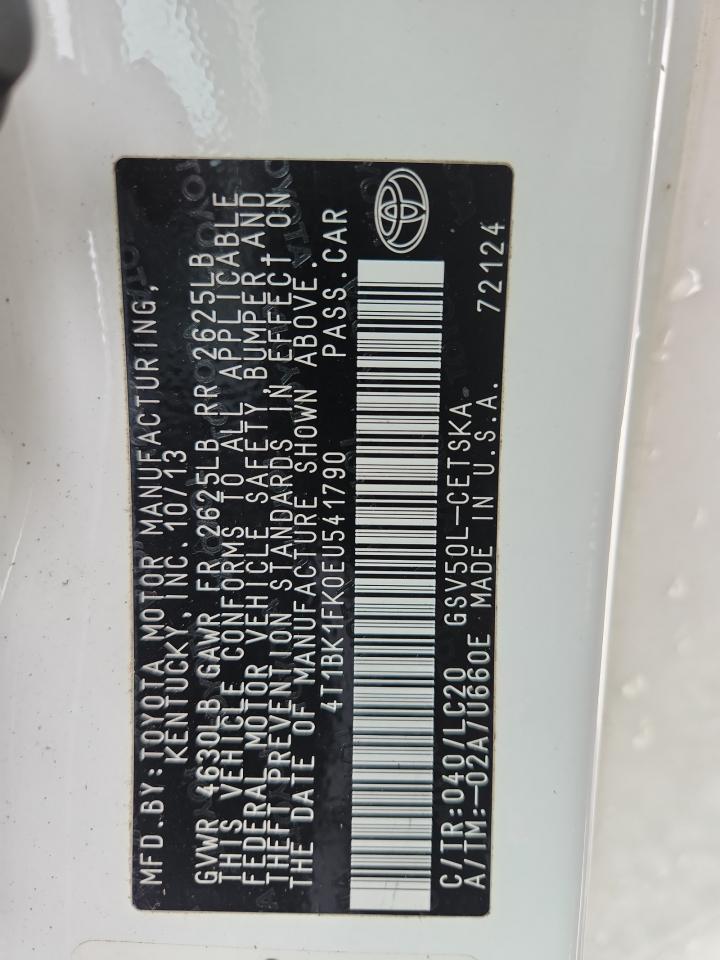 2014 Toyota Camry Se VIN: 4T1BK1FK0EU541790 Lot: 85494795