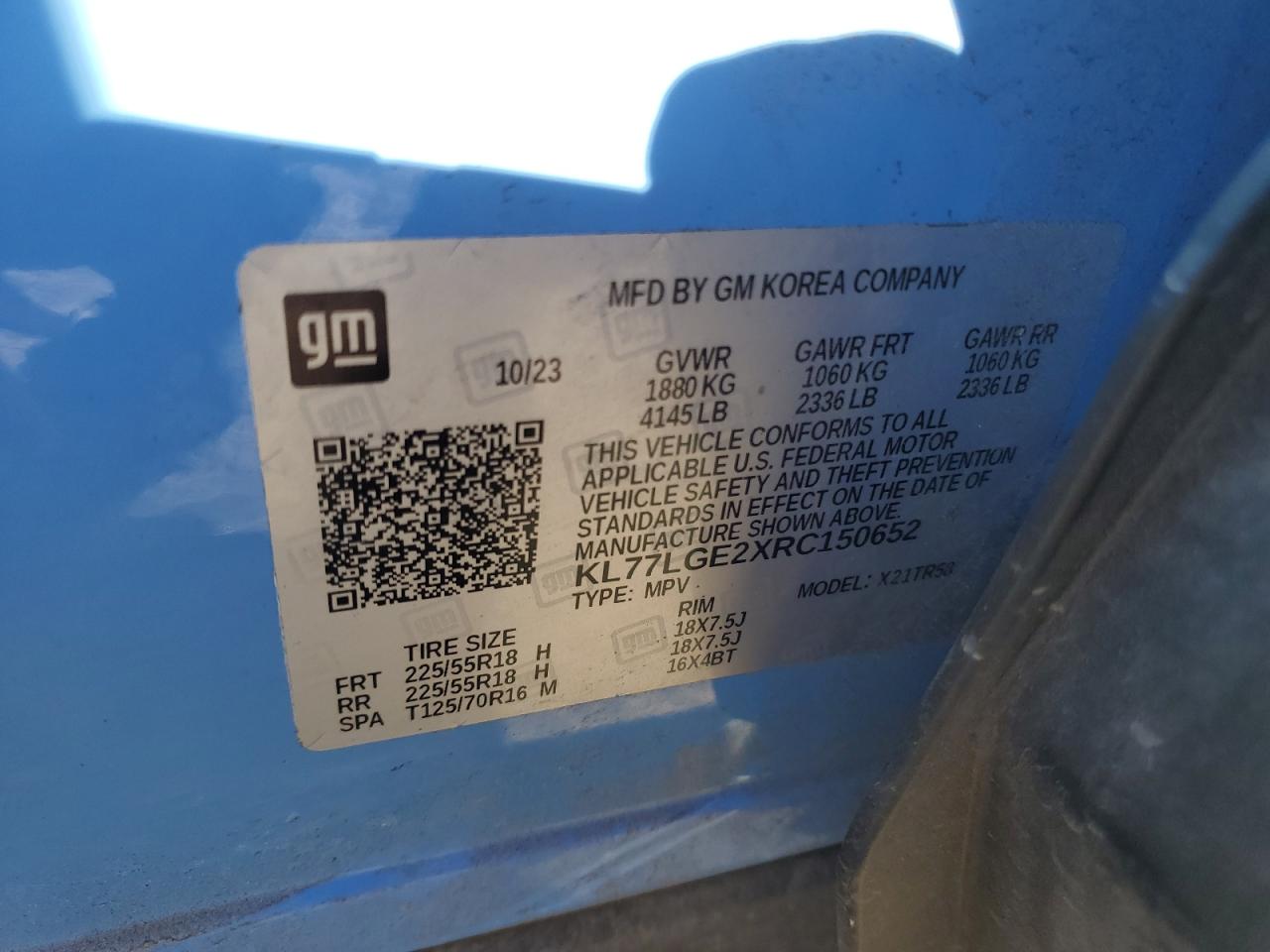 2024 Chevrolet Trax 1Rs VIN: KL77LGE2XRC150652 Lot: 82458005