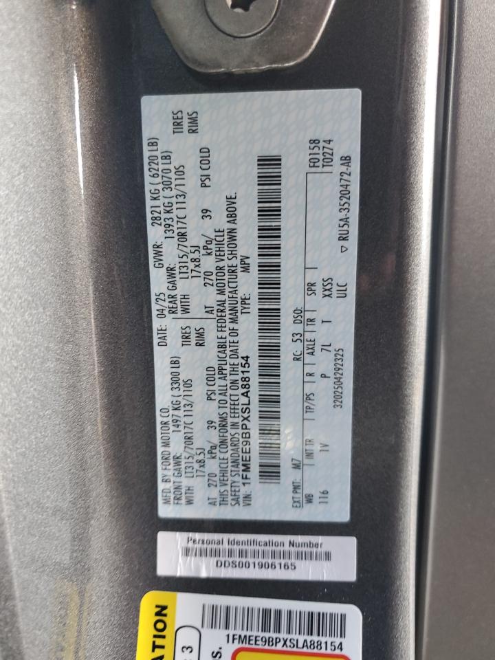 2025 Ford Bronco Badlands VIN: 1FMEE9BPXSLA88154 Lot: 87262805