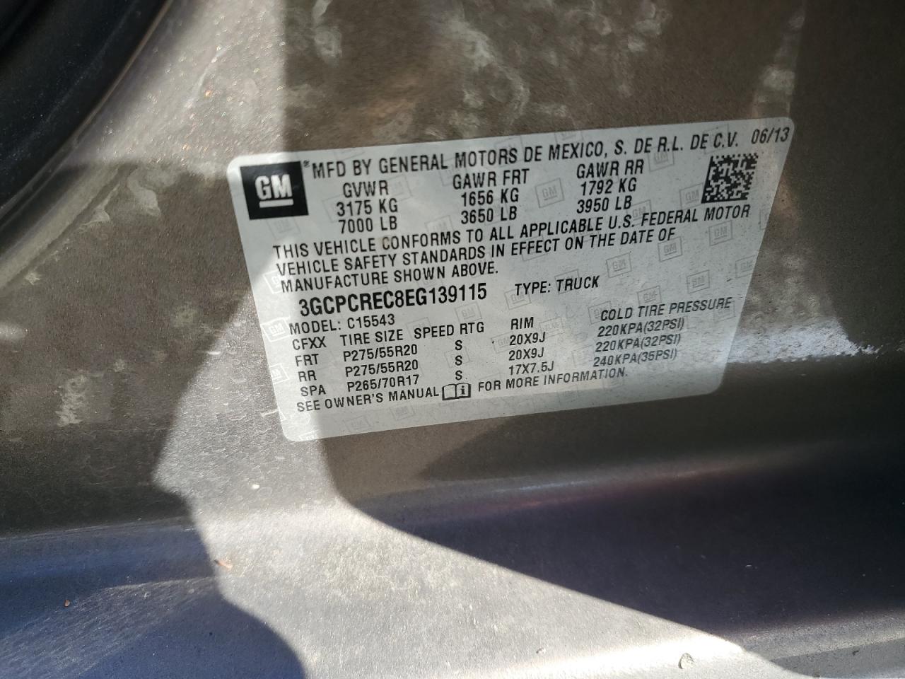2014 Chevrolet Silverado C1500 Lt VIN: 3GCPCREC8EG139115 Lot: 81994215