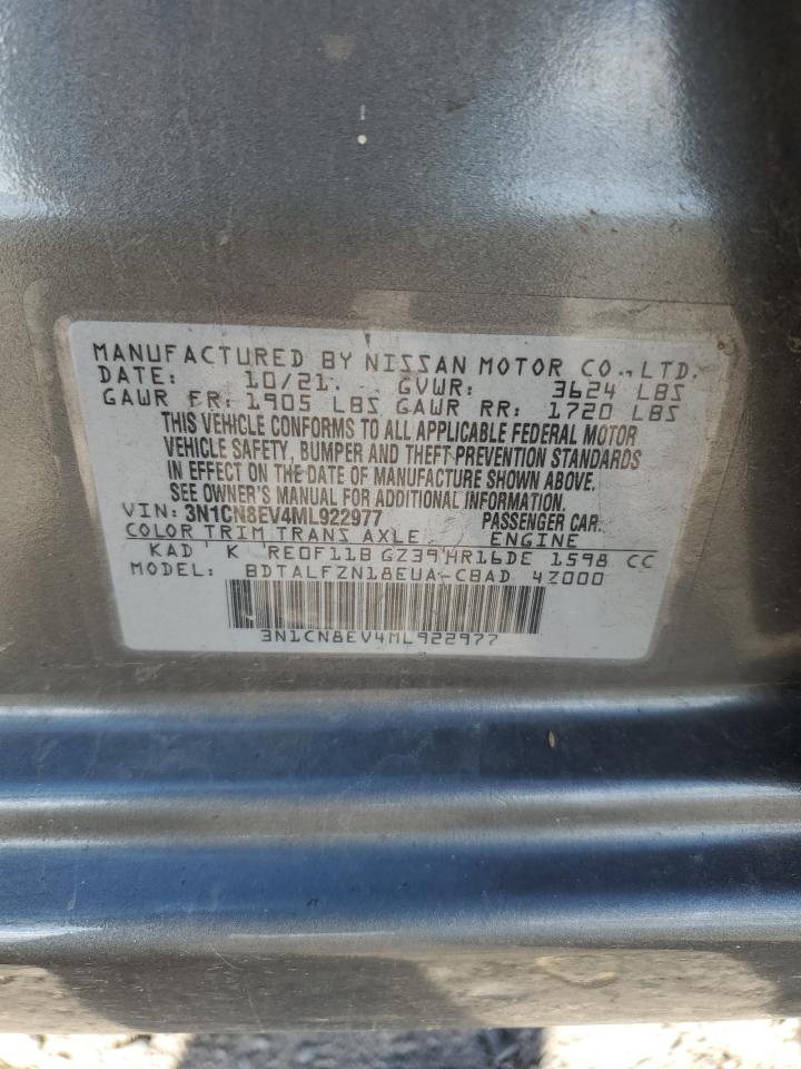 2021 Nissan Versa Sv VIN: 3N1CN8EV4ML922977 Lot: 85743165