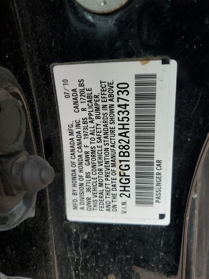 2010 Honda Civic Ex VIN: 2HGFG1B82AH534730 Lot: 86495735